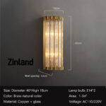 Luxury all copper bedside glass wall lamp