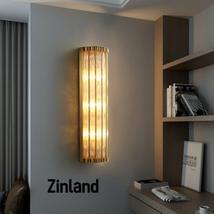 Luxury all copper bedside glass wall lamp