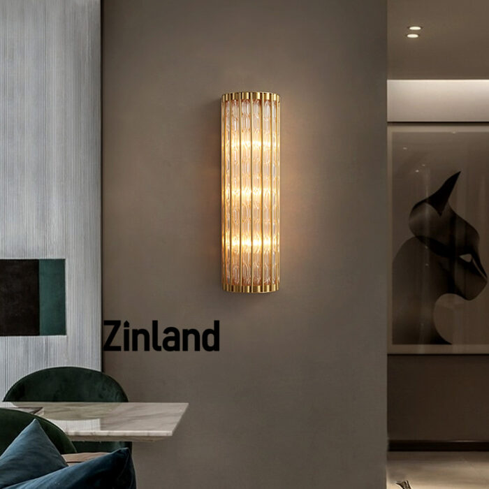 Luxury all copper bedside glass wall lamp