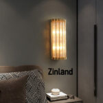 Luxury all copper bedside glass wall lamp