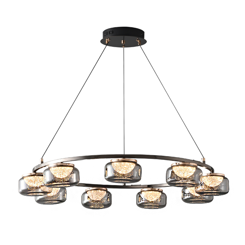 Round black pendant light with remote control